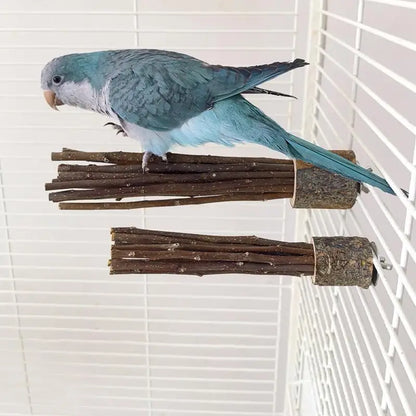 Wooden Parrot Stand Pole Perch Wood Natural Tree Branch Bird Stand Beak and Claw Grinding Parrot Toys Birdcage Decoration Pets