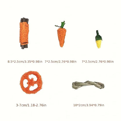 9PCS Small Pet Toy Set, Pet Rabbit, Hamster, Fun Toy, Grinding Supplies Color Random