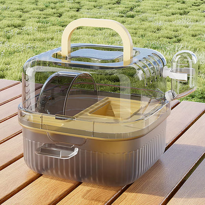 Hamster Outdoor Carrier Cage Portable Hamster Cage with Clear Large Flip Cover for Hamster Bird Carrying Pet Supplies