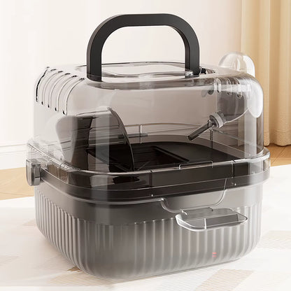 Hamster Outdoor Carrier Cage Portable Hamster Cage with Clear Large Flip Cover for Hamster Bird Carrying Pet Supplies